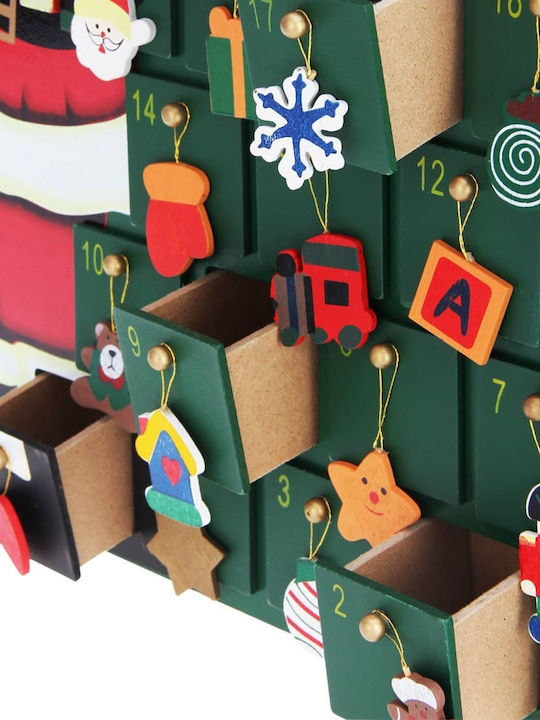Cutie Muzicală De Decor Pentru Calendarul Advent Pom De Crăciun Design 24 De Zile Din Lemn 39 X 6 X 52 Cm