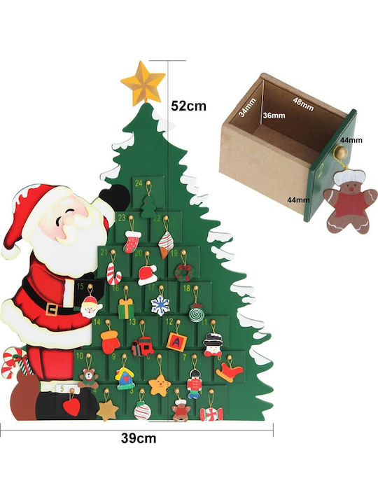 Cutie Muzicală De Decor Pentru Calendarul Advent Pom De Crăciun Design 24 De Zile Din Lemn 39 X 6 X 52 Cm