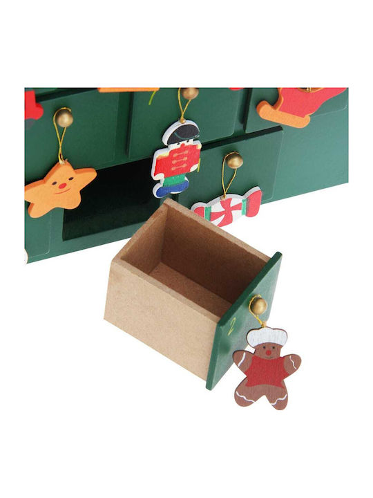 Cutie Muzicală De Decor Pentru Calendarul Advent Pom De Crăciun Design 24 De Zile Din Lemn 39 X 6 X 52 Cm