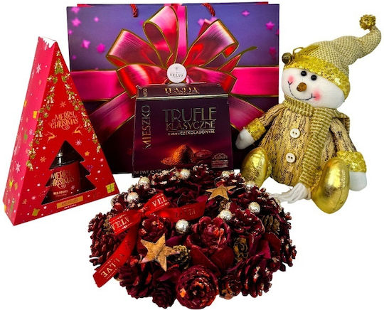 Pachet Deliciu De Crăciun Figurină Om De Zăpadă Odorizant De Cameră Coroană Decorativă Trufe De Ciocolată În Sac Cadou