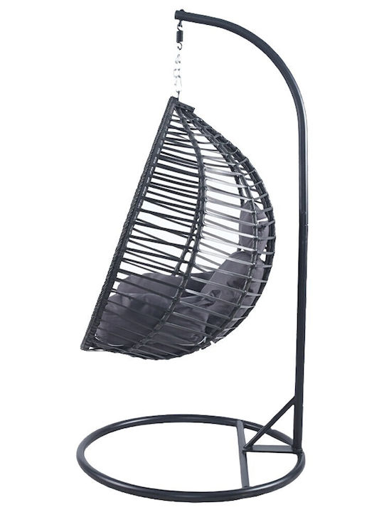 Nadin Rattan Hängende Garten & Veranda Schaukel mit Kissen Sessel Rattan Gray L118xB68xH110cm