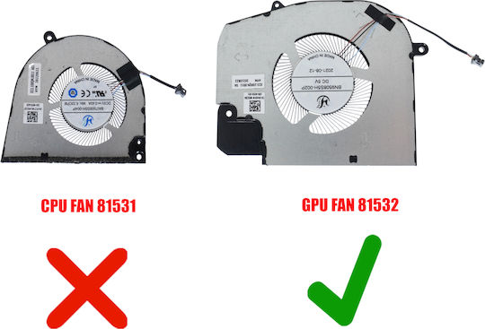 Laptop Fan GPU Cooling Fan Dell Inspiron 16 Plus 7620 Vostro 7620 RTX 3050 Series 023.100QN.0011 BN9508S5H-002P 0N49HW ON49HW DFS5K323161A1E 0Y2TW6 4pin Code 81532