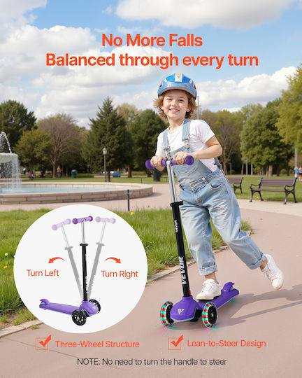 Vevor Kinderroller Klappbar 3-Rad Für 3+ Jahre Lila