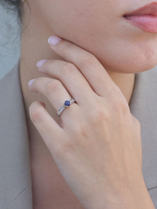 Ring with Diamond made of White gold 18K