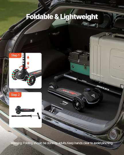 Vevor Kids Scooters Foldable 3-Wheel for 3+ Years Black