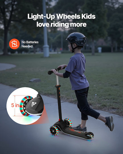 Vevor Kids Scooters Foldable 3-Wheel for 3+ Years Black