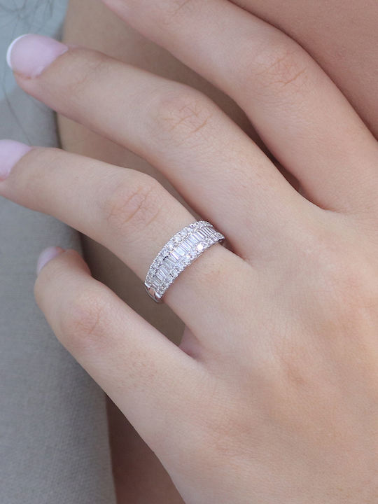 Ring with Diamond made of White gold 18K