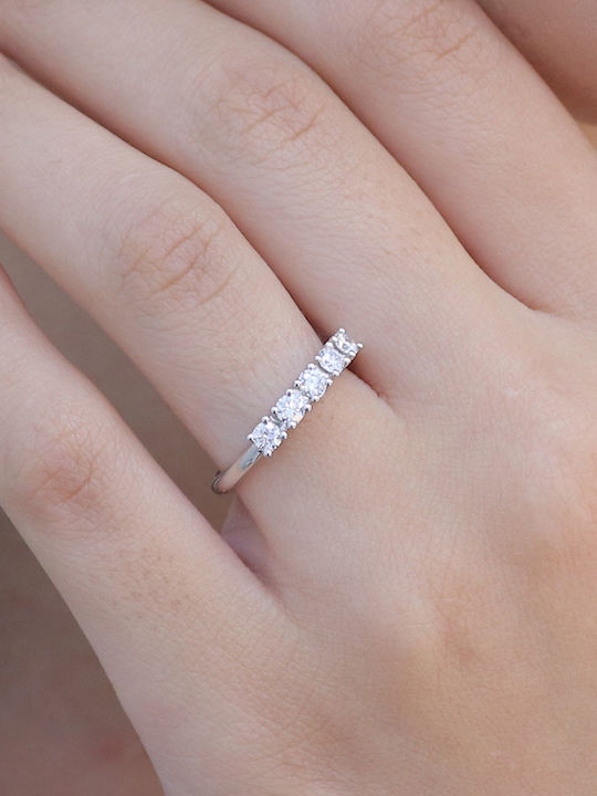 Damen Ring Halbring mit Diamant aus Weißgold 18K