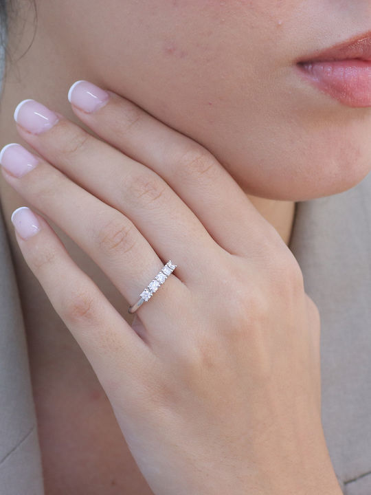 Damen Ring Halbring mit Diamant aus Weißgold 18K