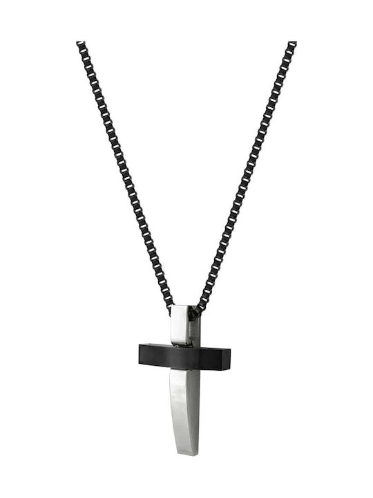 Kiriakos Gofas Men's Cross from Steel with Chain