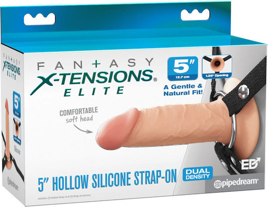 Fantasy X-tensions Elite 5 Zoll Silikon Hohl Strap-Ons Doppelter Dildotyp