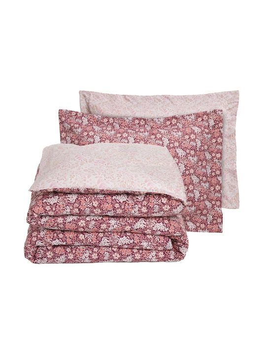 Das Home Sheet Set with 2 Pillowcases King Size with Elastic 240x260+35cm. Casual 5433 Bordeaux, Nude 3pcs