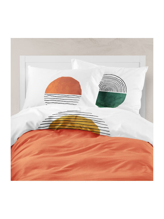 Borea Digital Set Bed Sheet with 2 Pillowcases Super-Double 220x240cm Terracotta (4pcs)