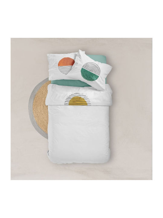 Borea Digital Set Bed Sheet with 2 Pillowcases Super-Double 220x240cm Terracotta (4pcs)