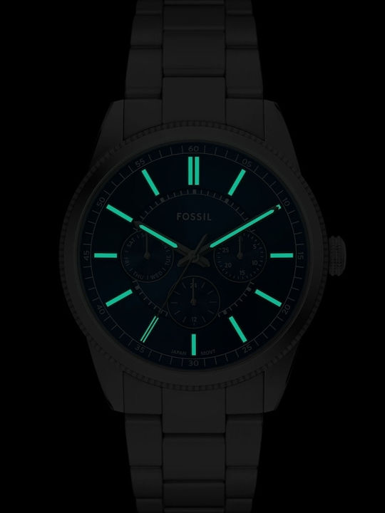 Fossil Multifunction Herrenuhr 42mm Batterie mit Silber Metallarmband