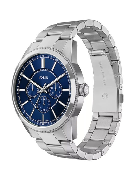 Fossil Multifunction Herrenuhr 42mm Batterie mit Silber Metallarmband