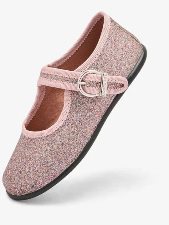 Παιδικές Μπαλαρίνες mit verstellbarer Metallschließe Leder Rosa
