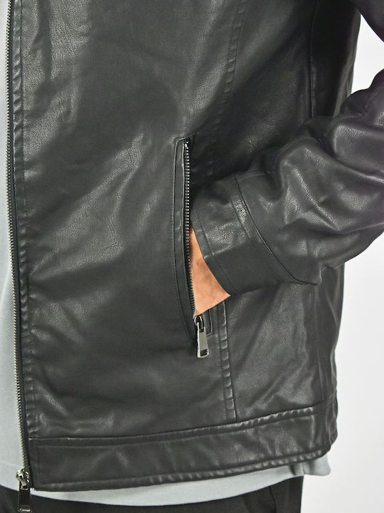 Synthetic Leather Black Jacket