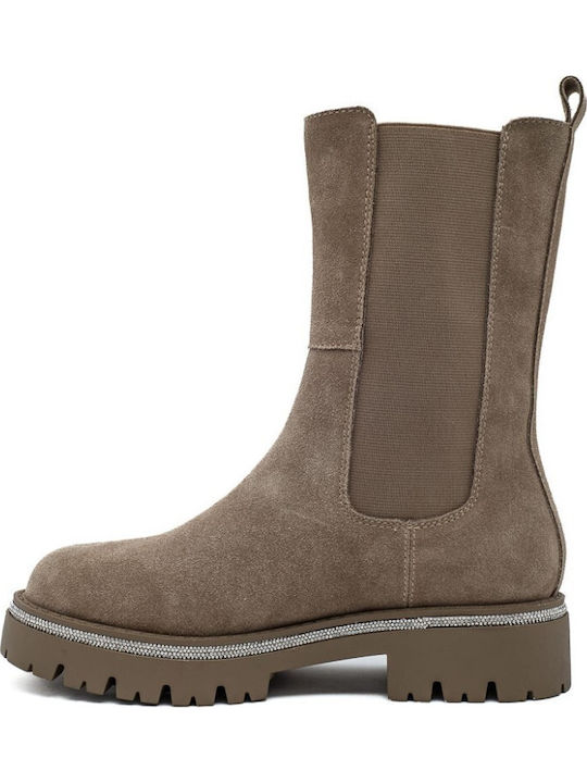 Leder Stiefeletten Damen Braun