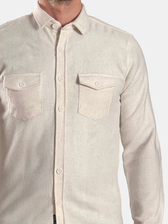 Μακρυμάνικo Overshirt Εκρού