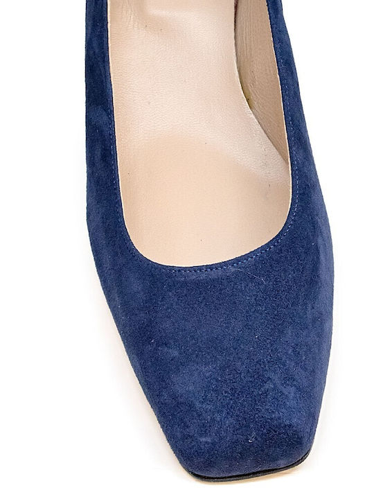Leather Pointed Toe Blue Medium Heels