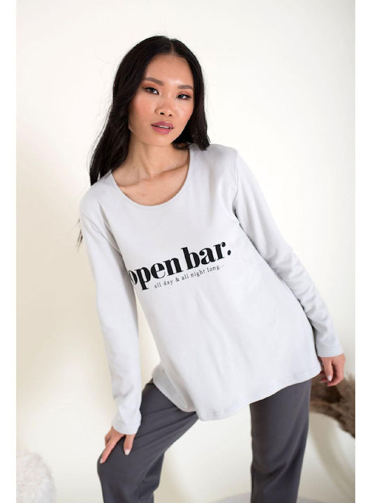 Happy Family Winter Women's Pyjama Set Light Grey