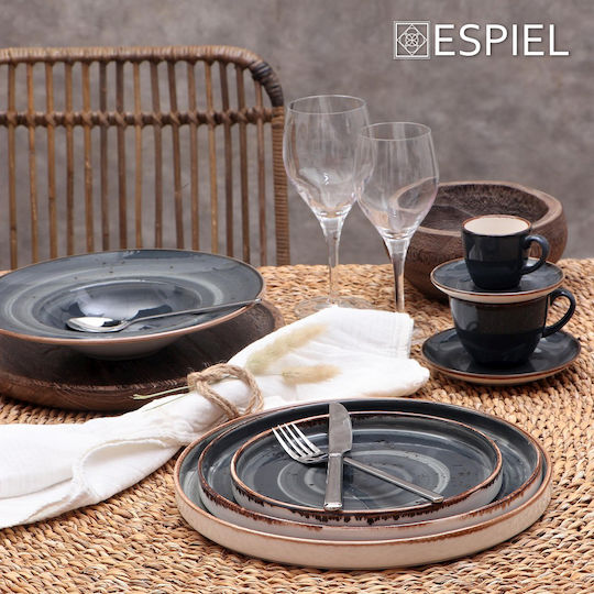 Espiel Terra Grey Farfurie joasă din Porțelan Gri cu Diametru 30cm 6buc