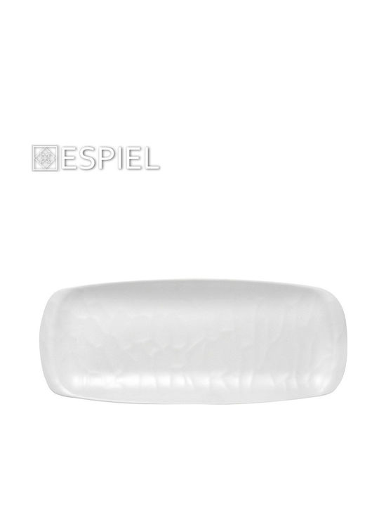 Espiel Wavy Matte Teller Untiefe Rechteckig aus Melamin Weiß 21x8.5cm 6Stück