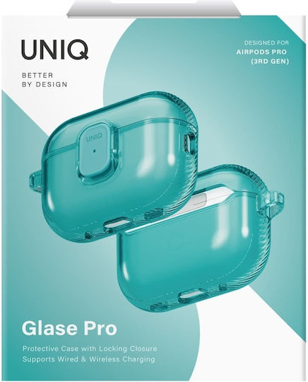 Uniq Glase Case Silicone with Hook in Turquoise color for Apple AirPods Pro 3