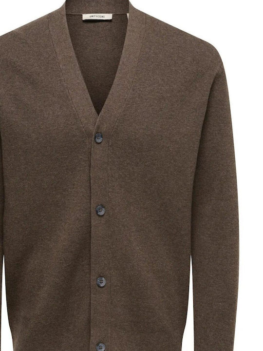 Herren Strickjacke mit Knöpfen Coffee Bean