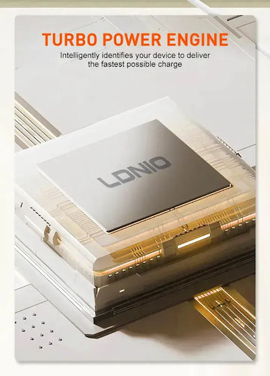 Ldnio Mobile Phone Charger Without Cable with USB-A and USB-C Output Ports and USB-C - USB-C Cable 30W Power Delivery Grey