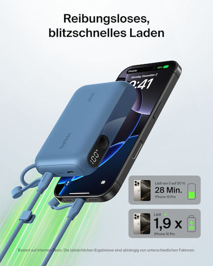 Belkin BoostCharge Power Bank 10000mAh 20W mit 2 USB-C Anschlüssen Blau