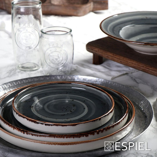 Espiel Terra Grey Serving Plate Shallow Gray with Diameter 26cm 6 Pieces