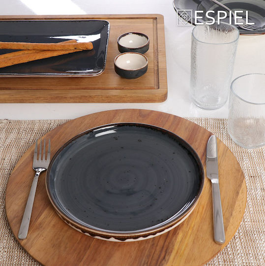 Espiel Terra Grey Serving Plate Shallow Gray with Diameter 26cm 6 Pieces