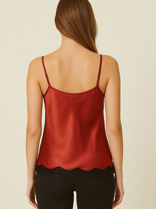 Women's Crop Top Satin with Straps Terracotta