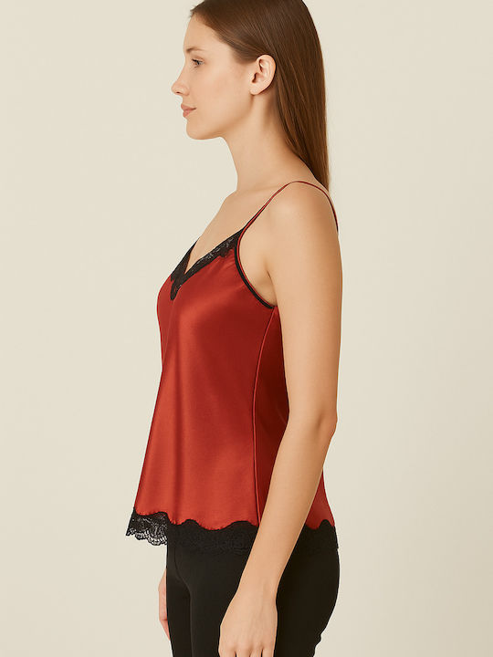 Women's Crop Top Satin with Straps Terracotta