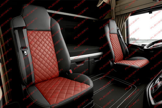 Комплект Калъфи За Камион 2 Бр Iveco Stralis S-way 2021 Червено Еко Кожа