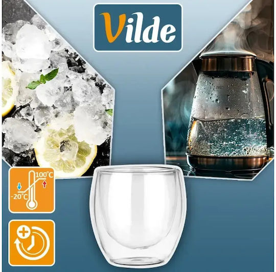 Vilde Σετ Φλιτζάνια Espresso Γυάλινα Λευκά 280ml 2τμχ