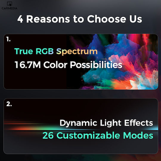 Carmedia Innenraum-Dekorationsbeleuchtung für Autos Carmedia RGB Farbe