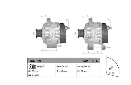 Alternator Fiat Punto 188 Denso Dan519