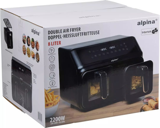 Alpina Air Fryer with Wi-Fi & Double Detachable Bucket 8lt Black