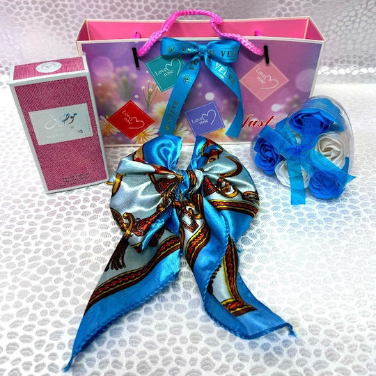 Arabian Love Set Mousuf Wardi 50ml Perfume Heart Soap Roses Satin Scarf Blue