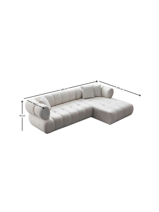 Petra Γωνιακός Καναπές με Δεξιά Γωνία Λευκό 280x90x70εκ.