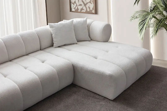 Petra Γωνιακός Καναπές με Δεξιά Γωνία Λευκό 280x90x70εκ.