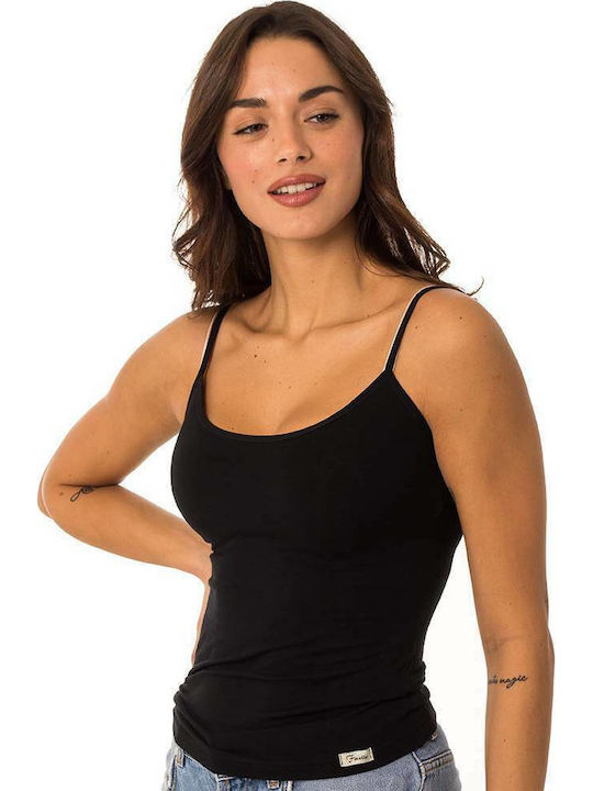 Fimelle Women's T-Shirt with Spaghetti Strap Black
