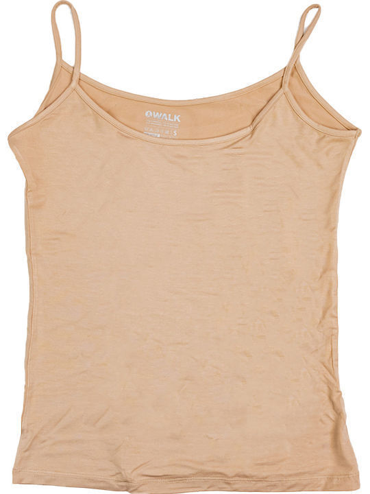 Women's Cotton T-Shirt with Spaghetti Strap Beige