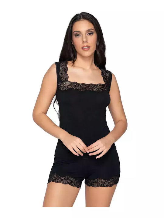 Mit Spaghetti-Träger Schwarz Damen T-Shirt