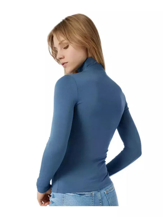 Fimelle Women's Long Sleeve Turtleneck T-Shirt Blue