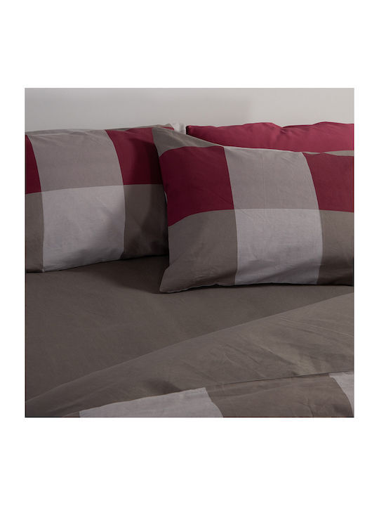 Nef-Nef Homeware Сет Чаршафи 170x270см. Casual Check Bordo 3бр