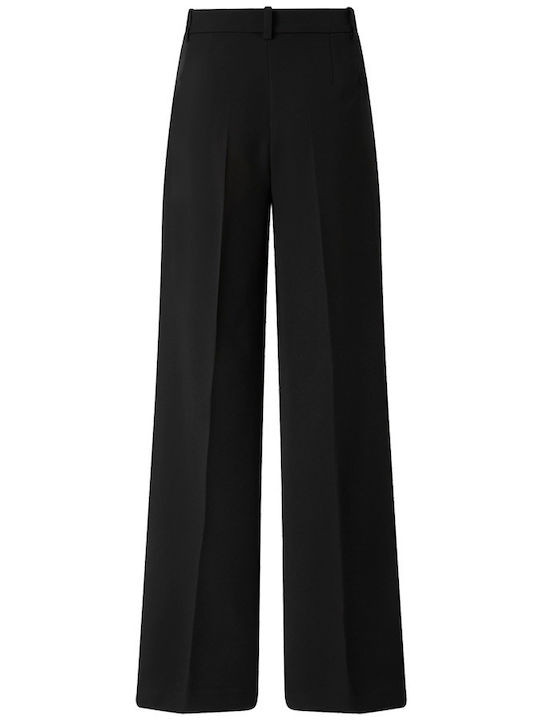 Riso Women's High-waisted Fabric Trousers in Palazzo Fit Black